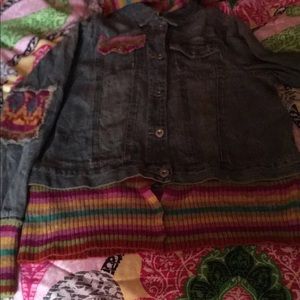 Denim distressed patch jacket